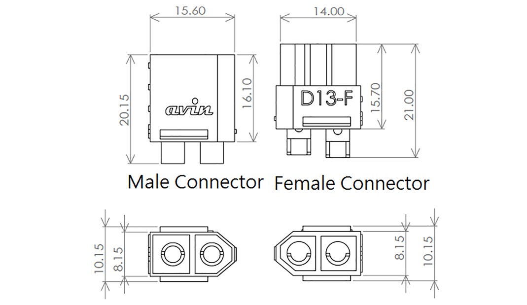 D13微型大電流連接器組 AVIN-IPXX